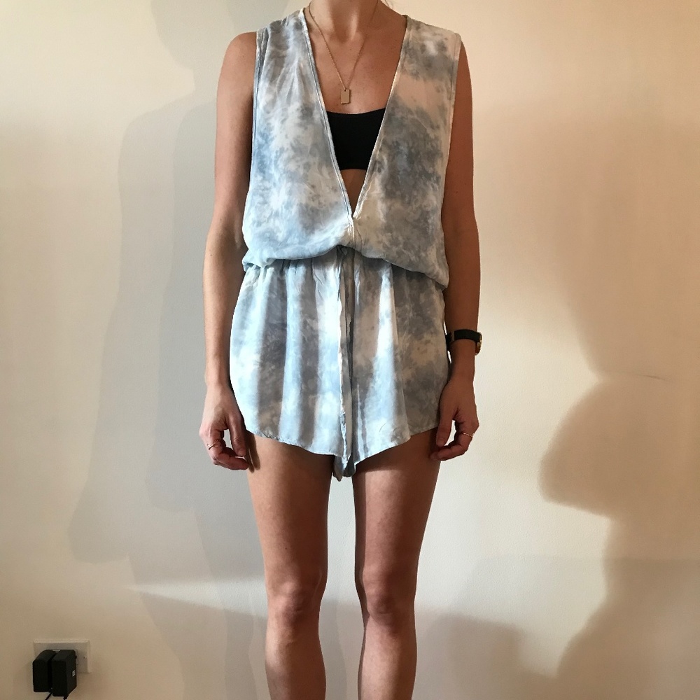 Blue and white beach romper